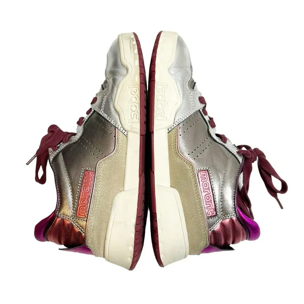 Isabel Marant Edrew metallic sneakers Sz 38 pink silver